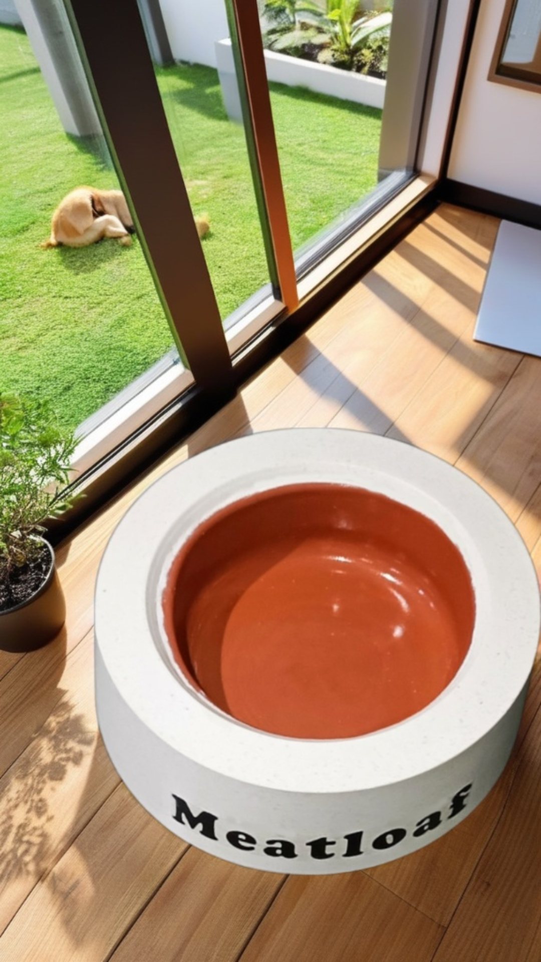 Beton Kedi/Köpek Mama Veya Su Kabı, Kişiye Özel, El Yapımı Beyaz