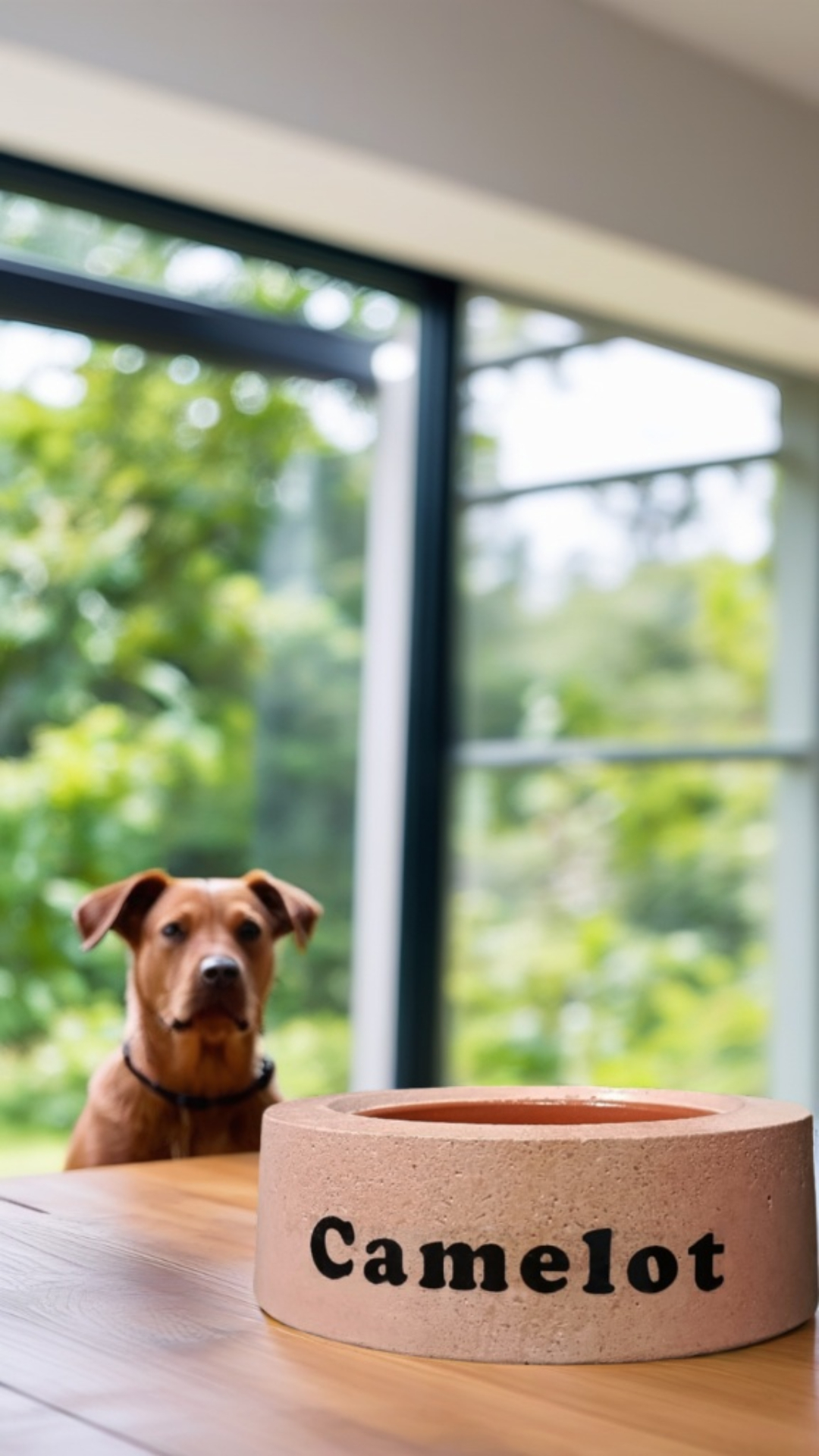 Beton Kedi/Köpek Mama Veya Su Kabı, Kişiye Özel, El Yapımı Kahverengi