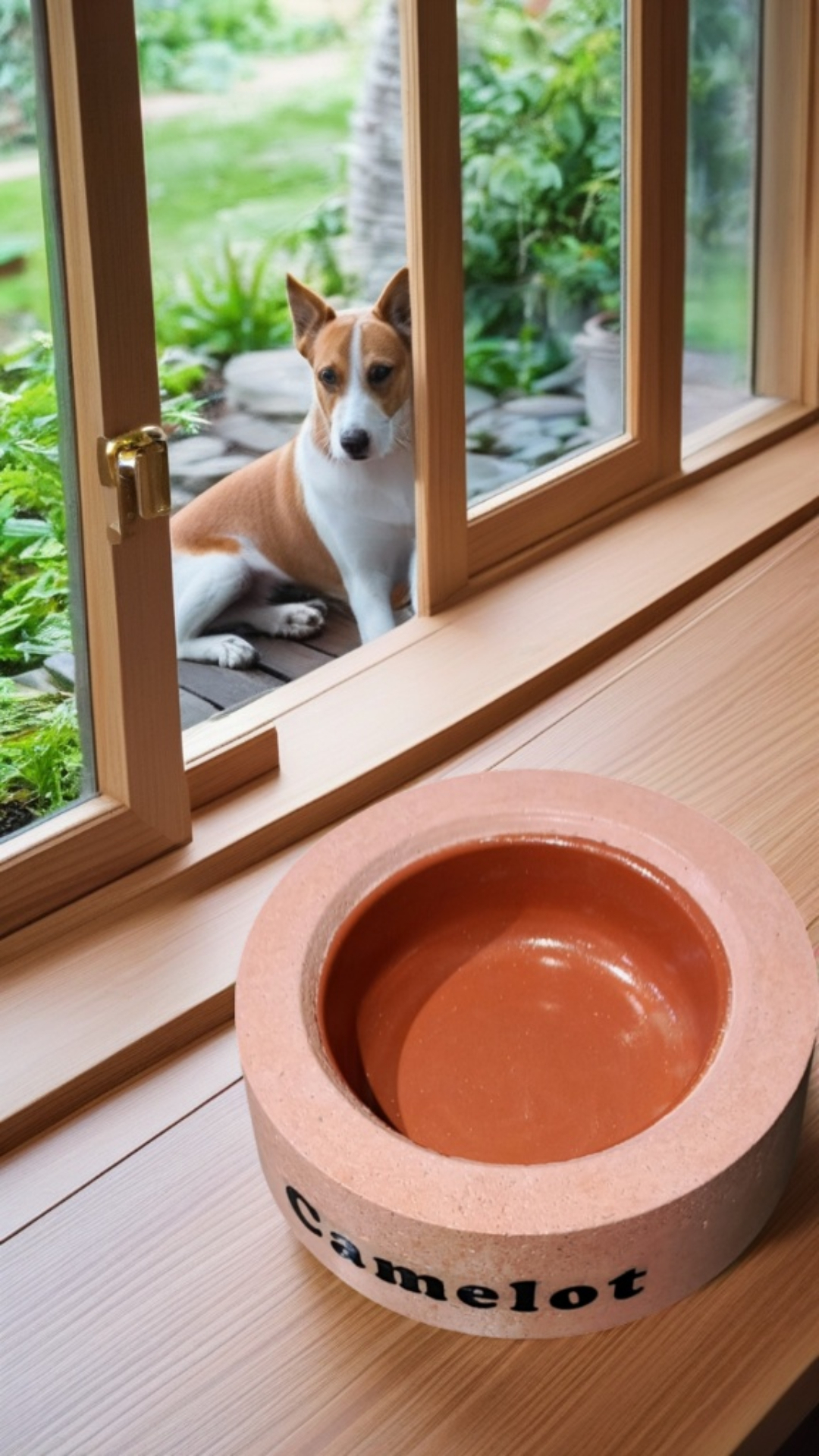 Beton Kedi/Köpek Mama Veya Su Kabı, Kişiye Özel, El Yapımı Kahverengi
