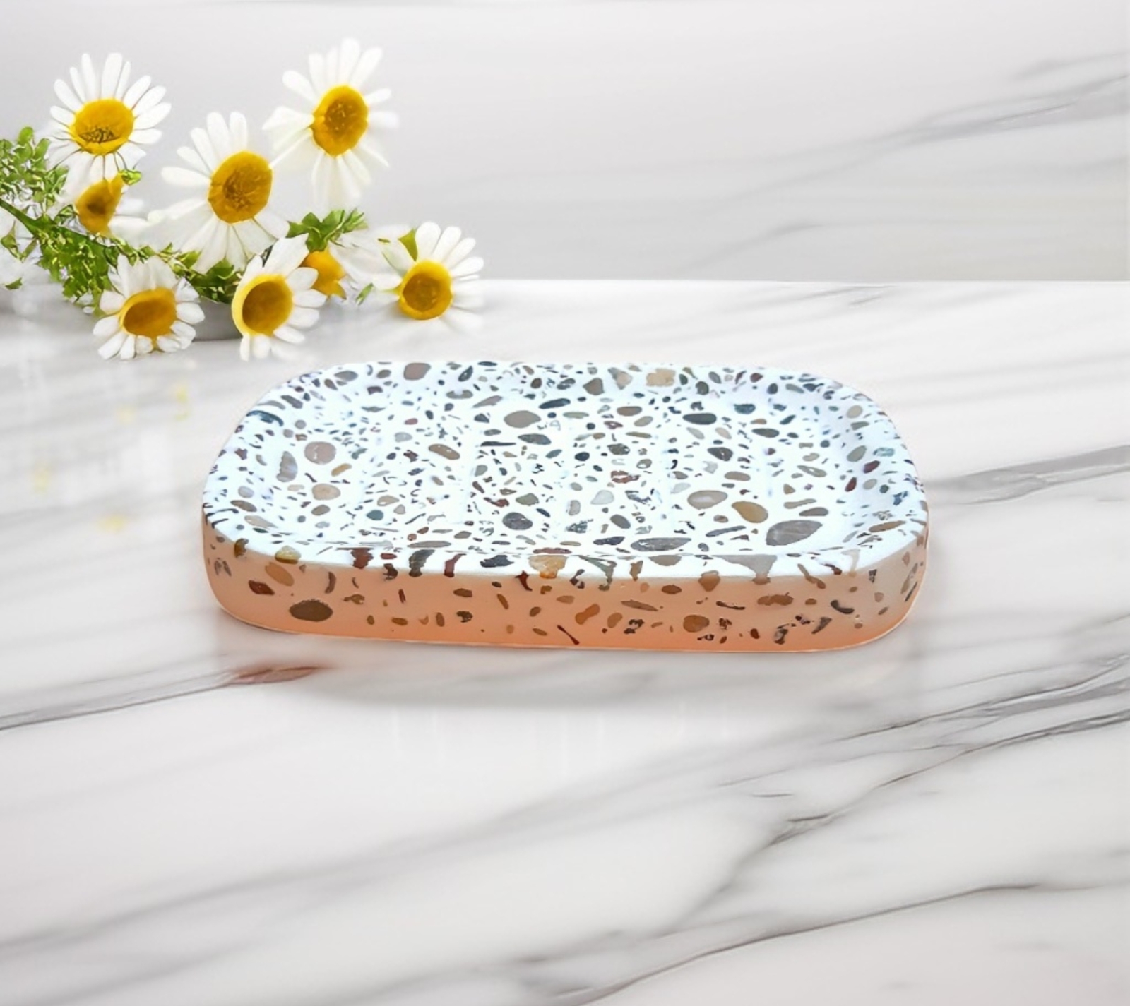Beton Sabunluk Çakıl Taşlı Model Dekoratif Banyo Aksesuar