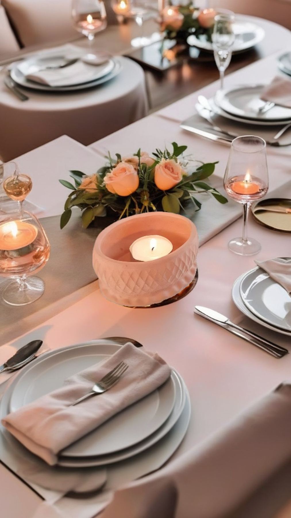 Dekoratif Beton Mumluk Kahverengi Tealight Şamdan Mum Dahil Değil