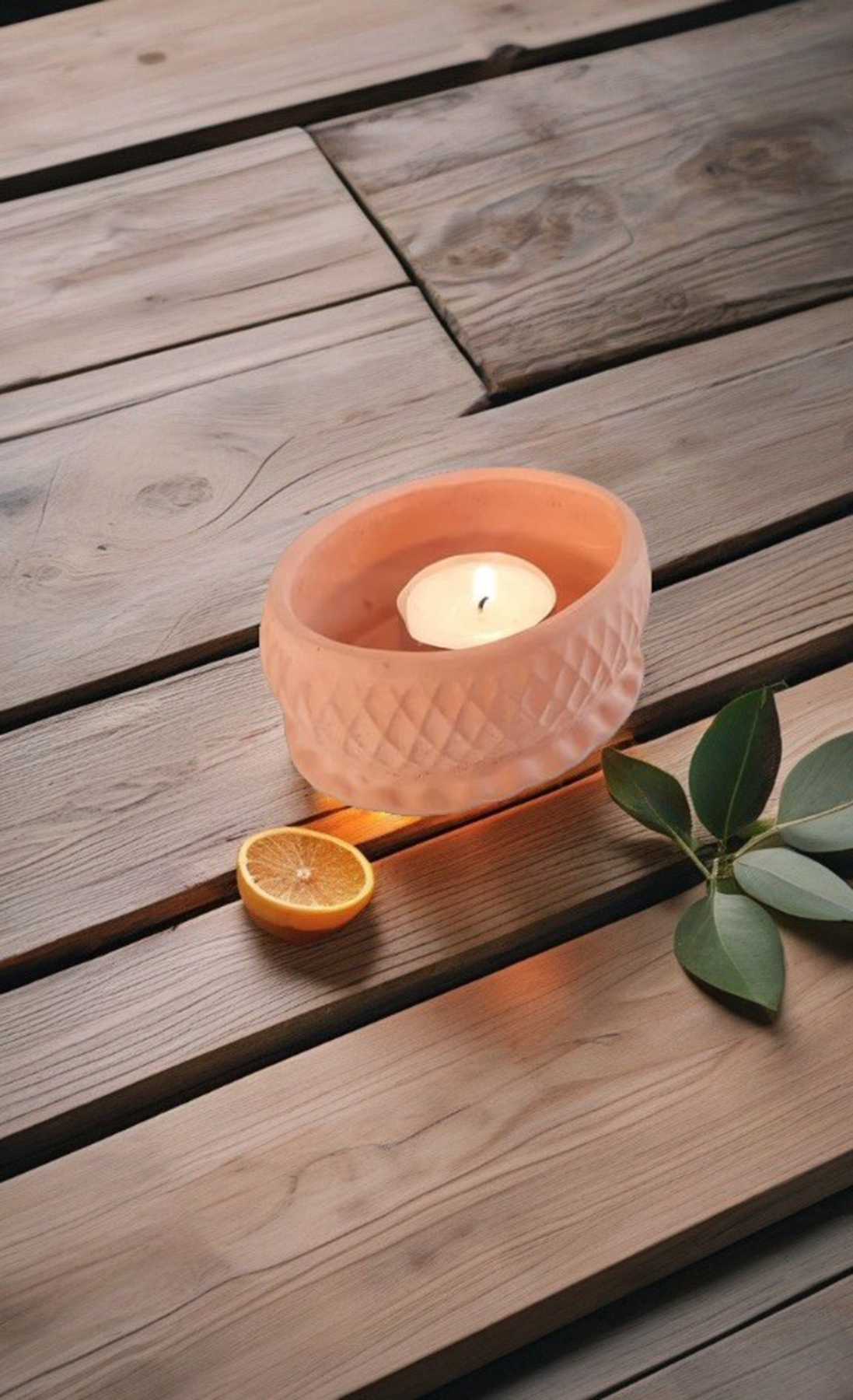Dekoratif Beton Mumluk Kahverengi Tealight Şamdan Mum Dahil Değil