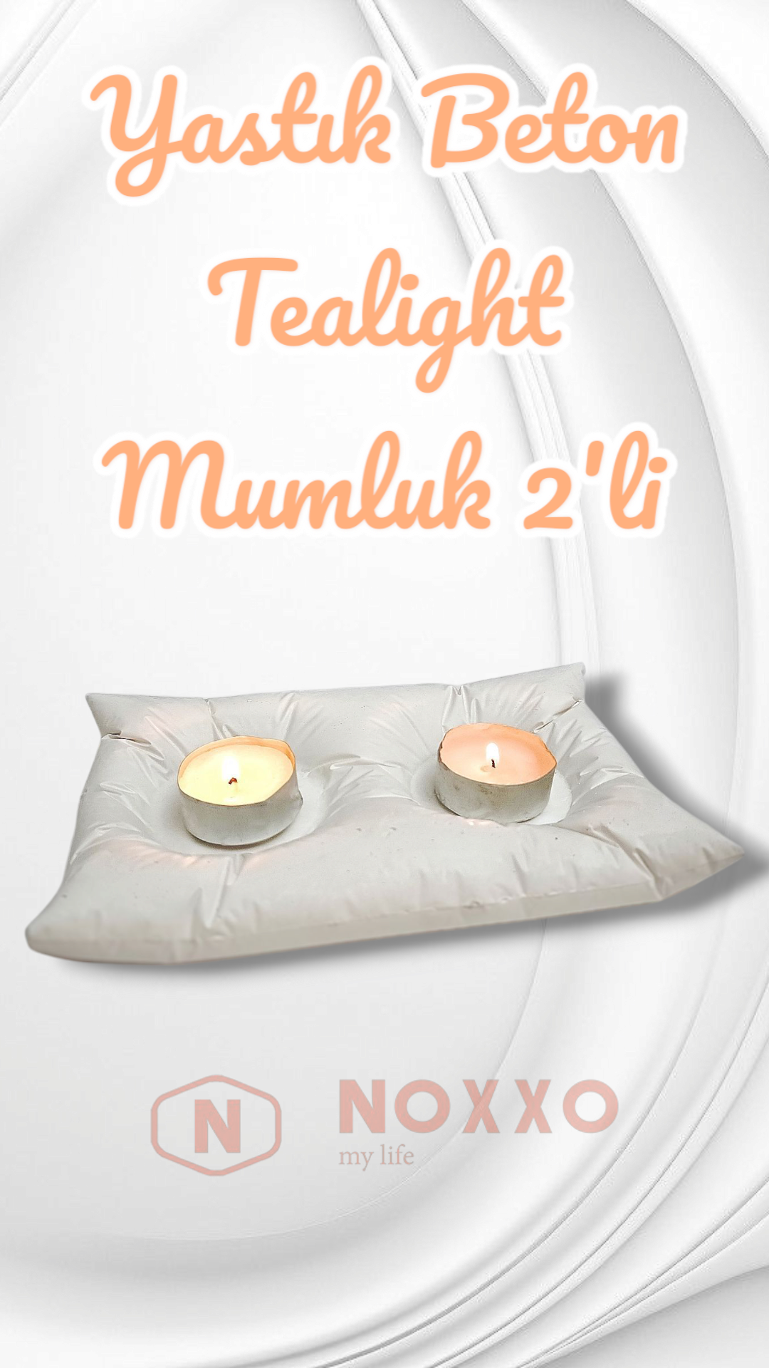 Dekoratif El Yapımı Beton Yastık Mumluk 2’li Tealight Mumluk Modern Dekor İç Mekan İçin Şık Tasarım