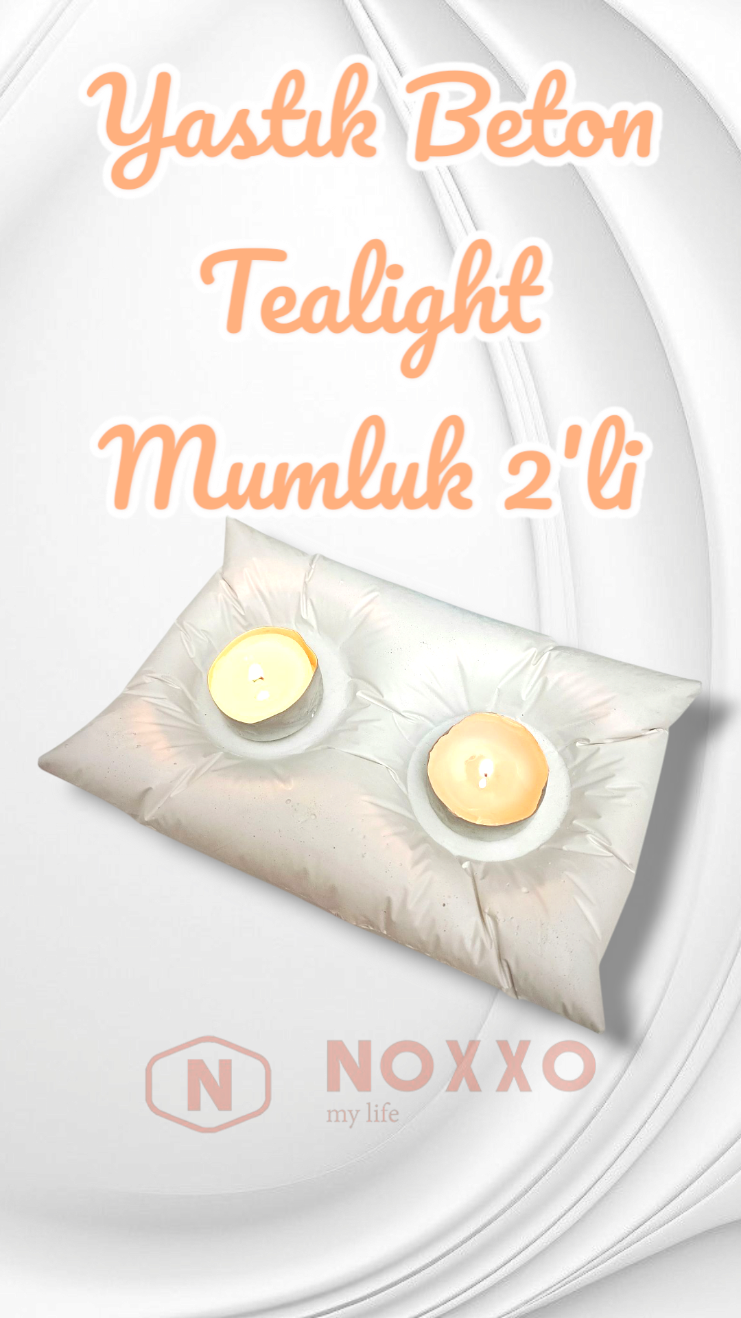 Dekoratif El Yapımı Beton Yastık Mumluk 2’li Tealight Mumluk Modern Dekor İç Mekan İçin Şık Tasarım