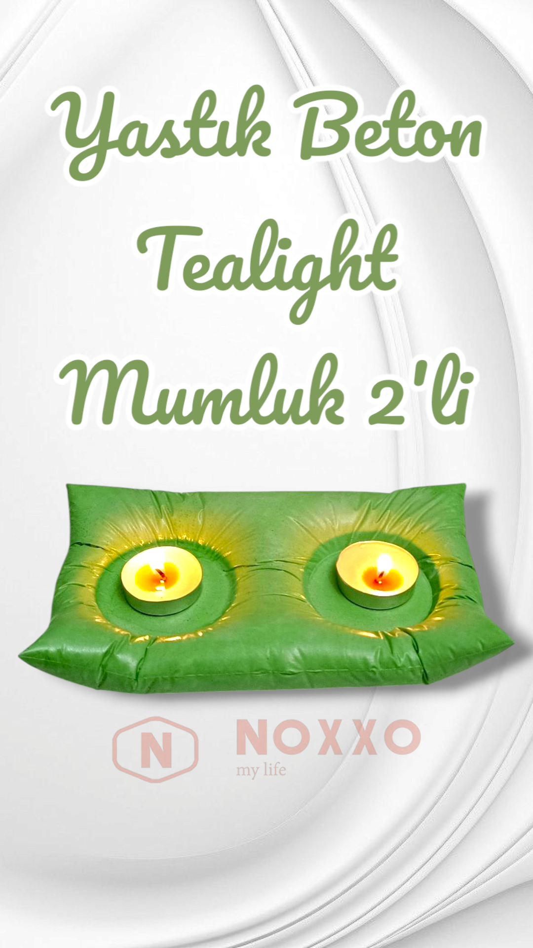 Dekoratif El Yapımı Beton Yastık Mumluk 2’li Tealight Mumluk Modern Dekor İç Mekan İçin Şık Tasarım
