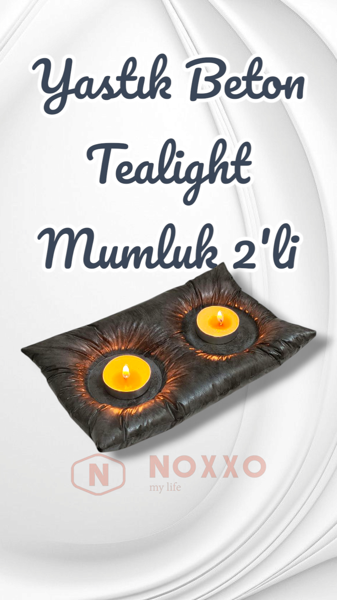 Dekoratif El Yapımı Beton Yastık Mumluk 2’li Tealight Mumluk Modern Dekor İç Mekan İçin Şık Tasarım