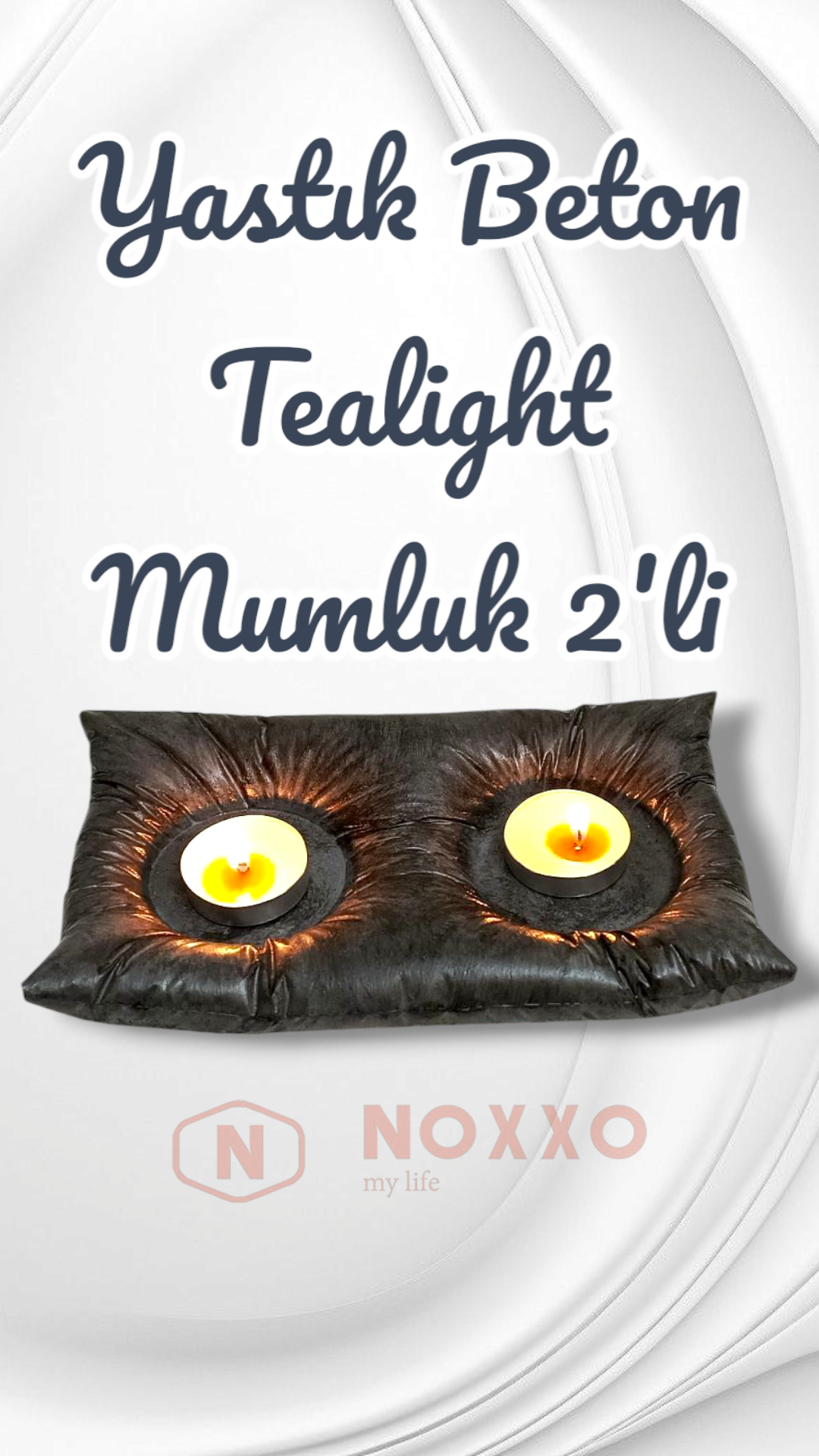 Dekoratif El Yapımı Beton Yastık Mumluk 2’li Tealight Mumluk Modern Dekor İç Mekan İçin Şık Tasarım