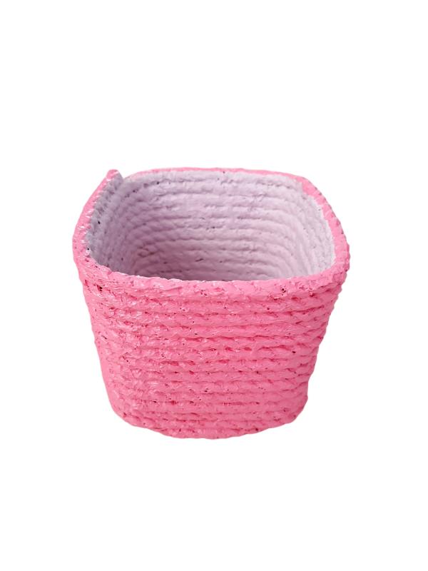 Drenajlı%20Saksı%20Doğal%20Jüt%20Halat%20İp%20Hasır%20Modeli%20Pembe-Lila%200,5lt