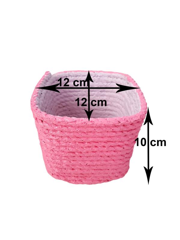Drenajlı%20Saksı%20Doğal%20Jüt%20Halat%20İp%20Hasır%20Modeli%20Pembe-Lila%200,5lt