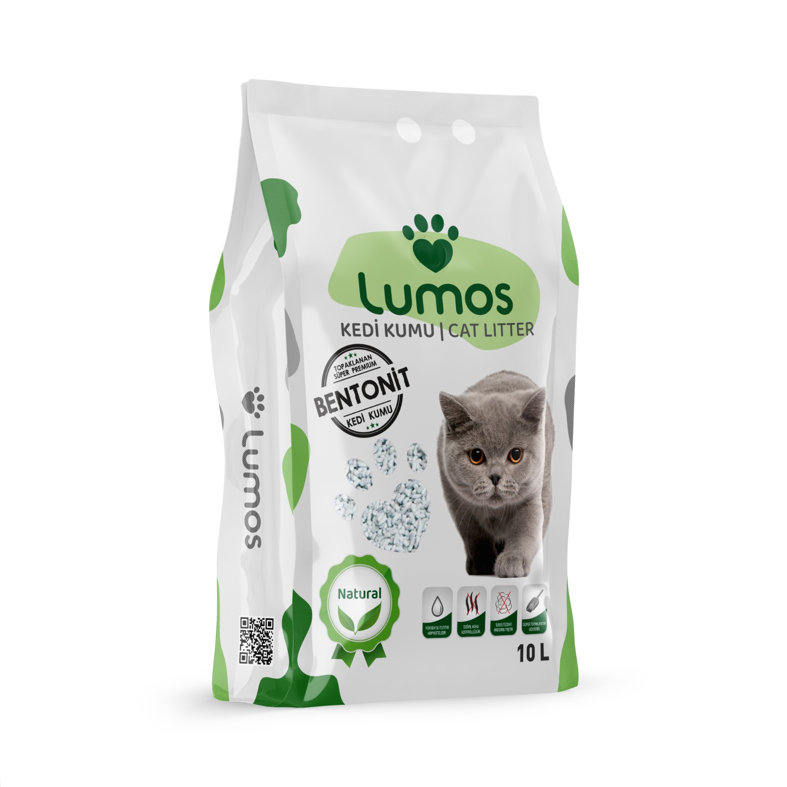 Lumos Bentonit Kedi Kumu Natural Kokusuz 10lt