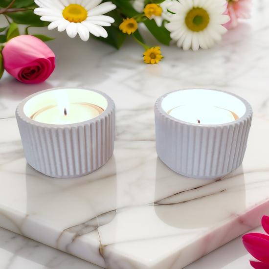 Aynı Gün Kargo! 2 li Dekoratif Beton Mumluk Tealight Mumluk Mum Dahil Değil