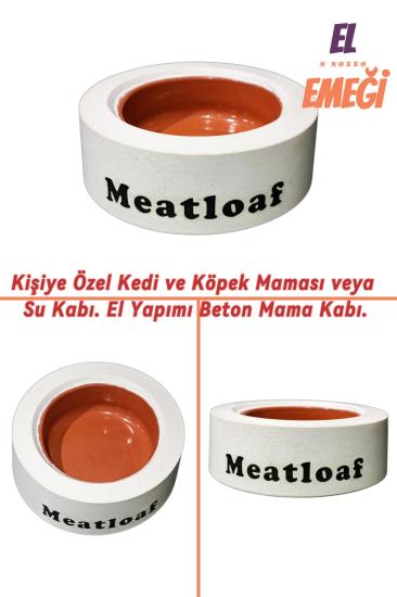 Beton Kedi/Köpek Mama Veya Su Kabı, Kişiye Özel, El Yapımı Beyaz