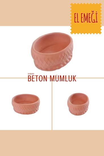 Dekoratif Beton Mumluk Kahverengi Tealight Şamdan Mum Dahil Değil