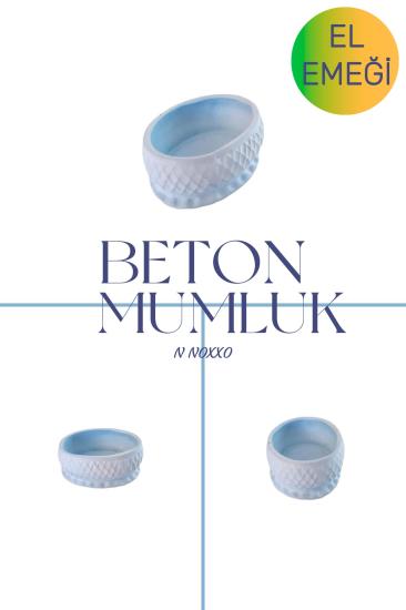 Dekoratif Beton Mumluk Mavi Tealight Şamdan Mum Dahil Değil