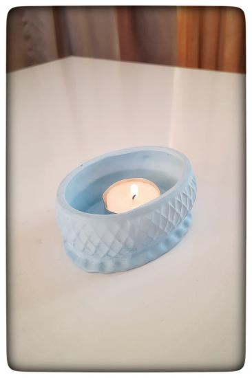 Dekoratif Beton Mumluk Mavi Tealight Şamdan Mum Dahil Değil