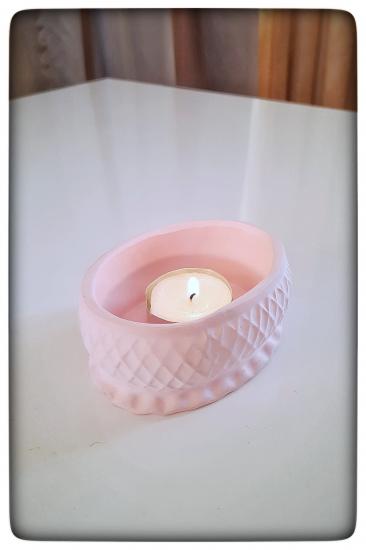 Dekoratif Beton Mumluk Pembe Tealight Şamdan Mum Dahil Değil