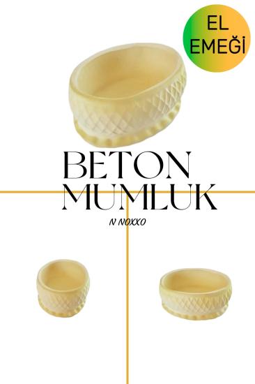 Dekoratif Beton Mumluk Sarı Tealight Şamdan Mum Dahil Değil