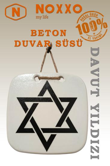 El Yapımı Beton Duvar Süsü – Davut Yıldızı Motifli Dekoratif Tasarım