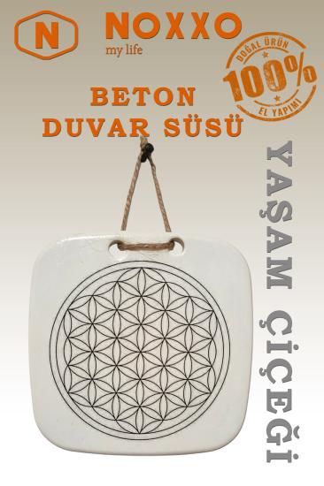 El Yapımı Beton Duvar Süsü – Yaşam Çiçeği Motifli Dekoratif Aksesuar